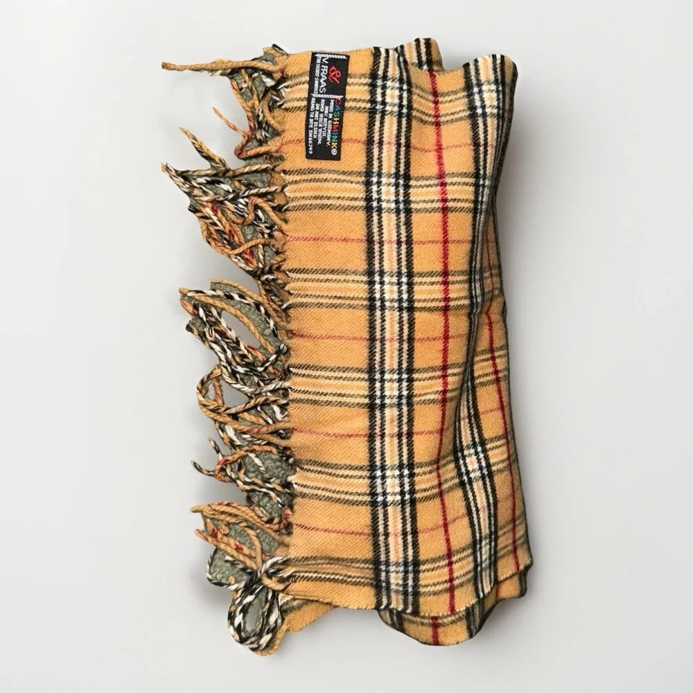 Scarf Cashmink V. Fraas Germany Plaid Camel Black Red 11